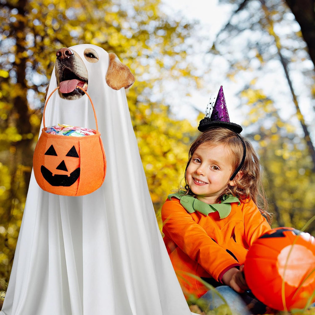 Huhumy 2 Pcs Halloween Ghost Costume for Dog Cat White Cape