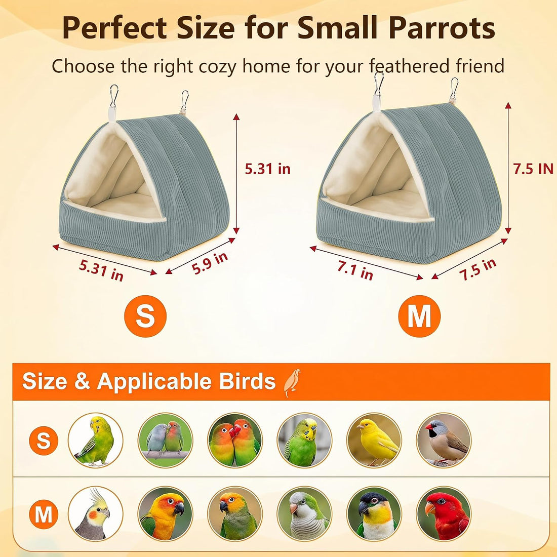Small Winter Warm Plush Bird Nest Bed for Cage