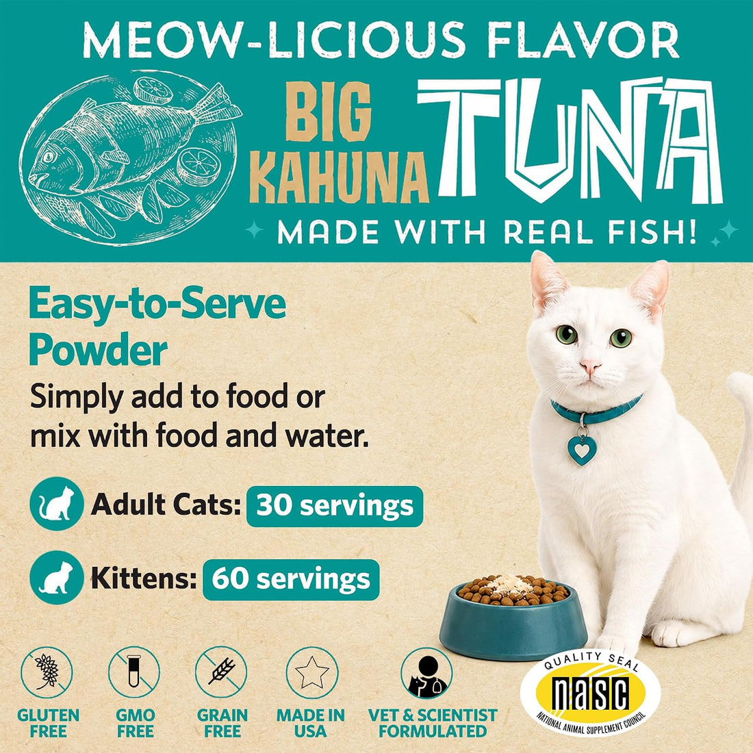 Meowbiotics Good Guts for Cats Probiotic Powder, 11 Probiotic Strains