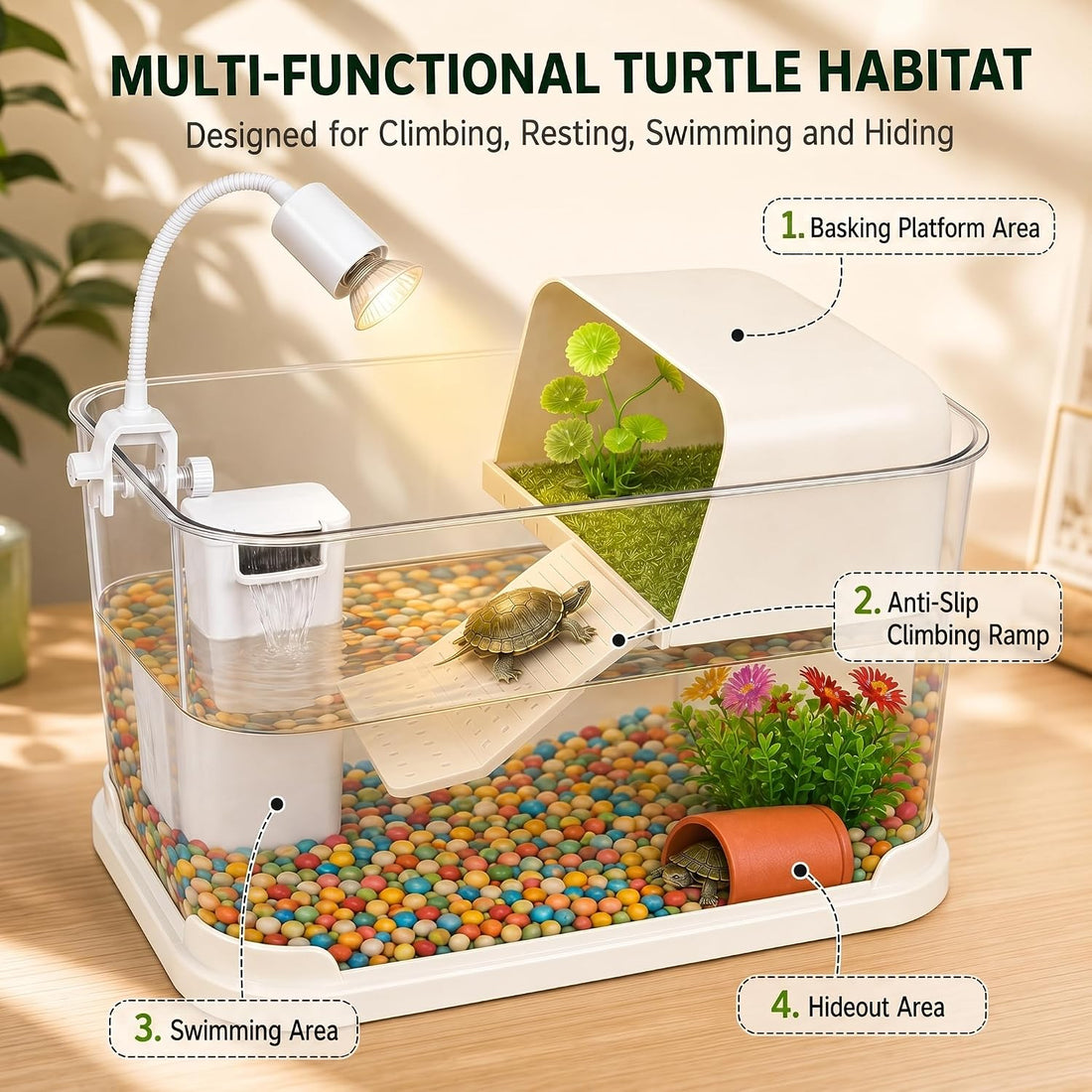 Baby Turtle Tank Starter Kit with UVA/UVB Lamp and Water Filter