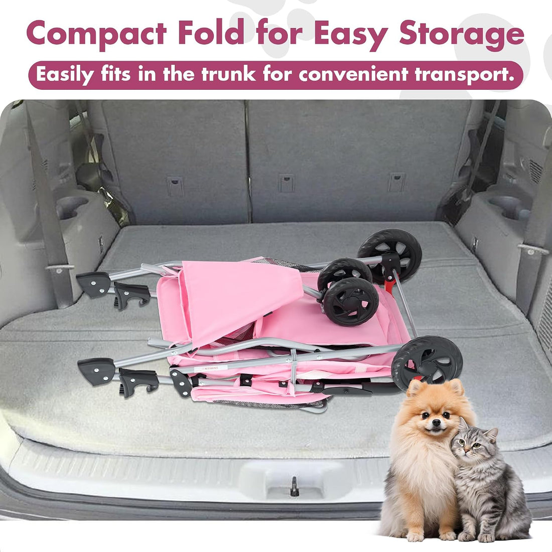 DUMOS 3 Wheels Pet Stroller for Small Dogs and Cats, Foldable