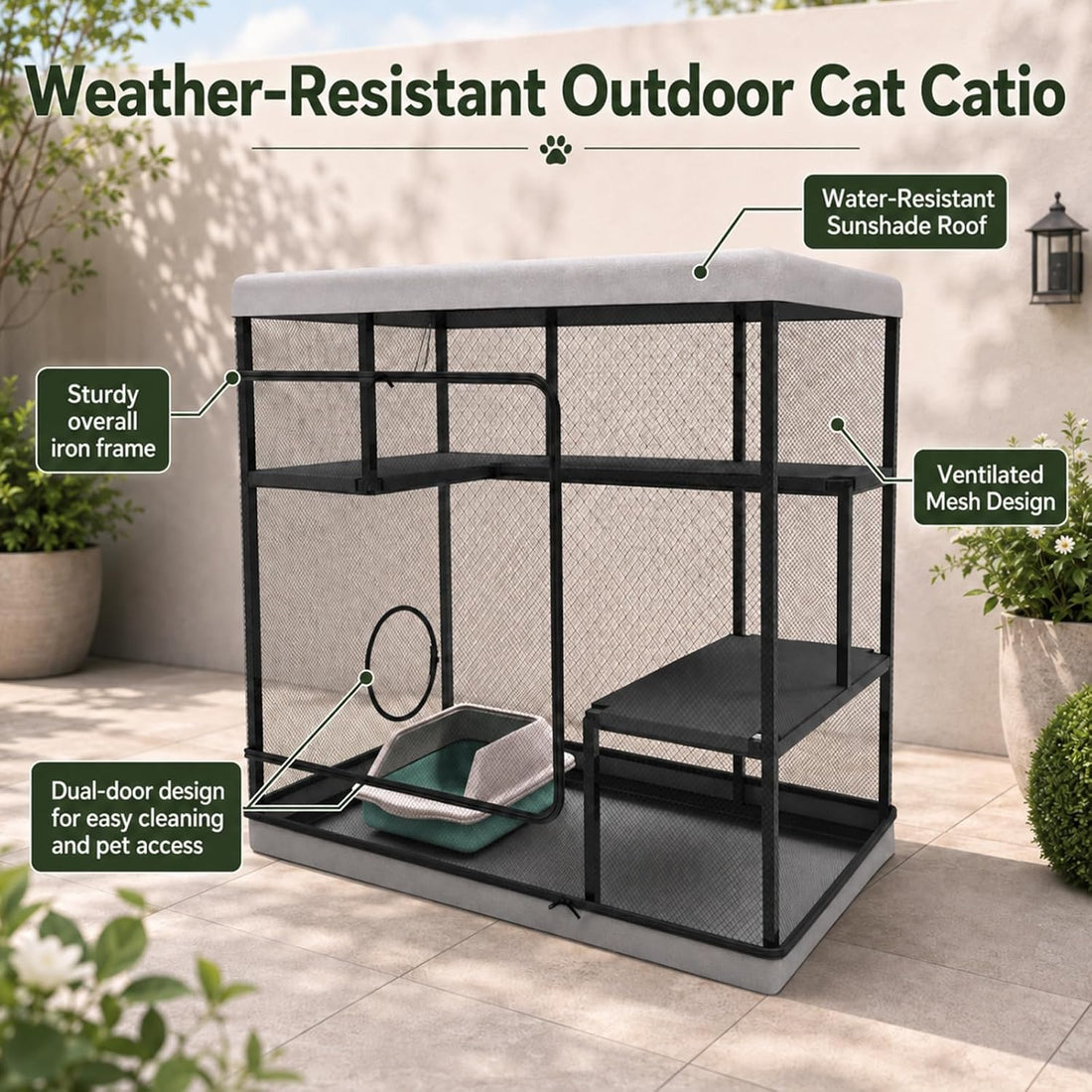 Extra Large Catio Outdoor Cat Enclosure Cat Cage 45"× 26.5" × 43.3"