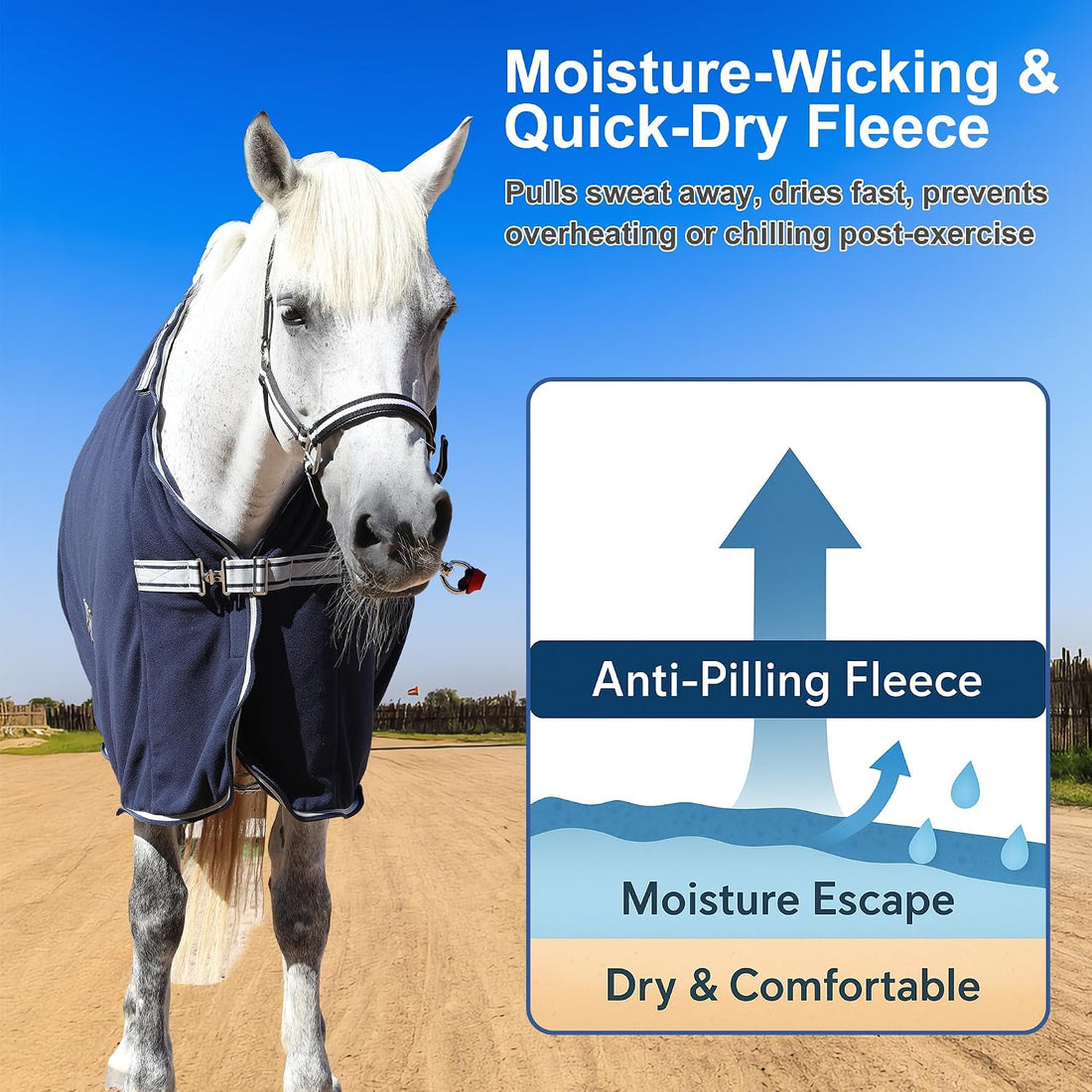 Horse Fleece Cooler Blanket, Moisture Wicking Post-Workout Drying