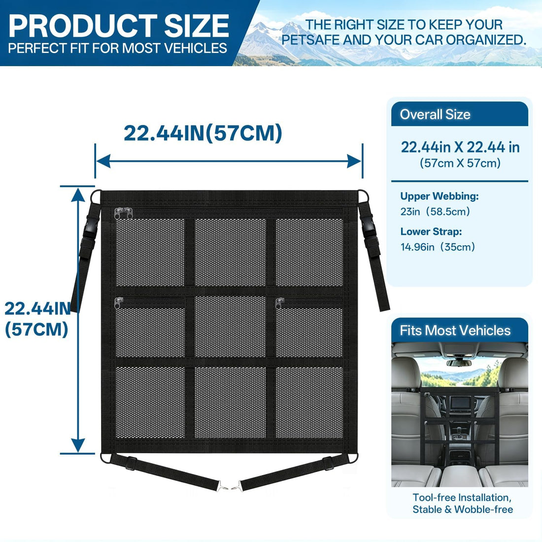 Dog Car Barrier with Double-Layer Reinforced Mesh & Dog Net for Car