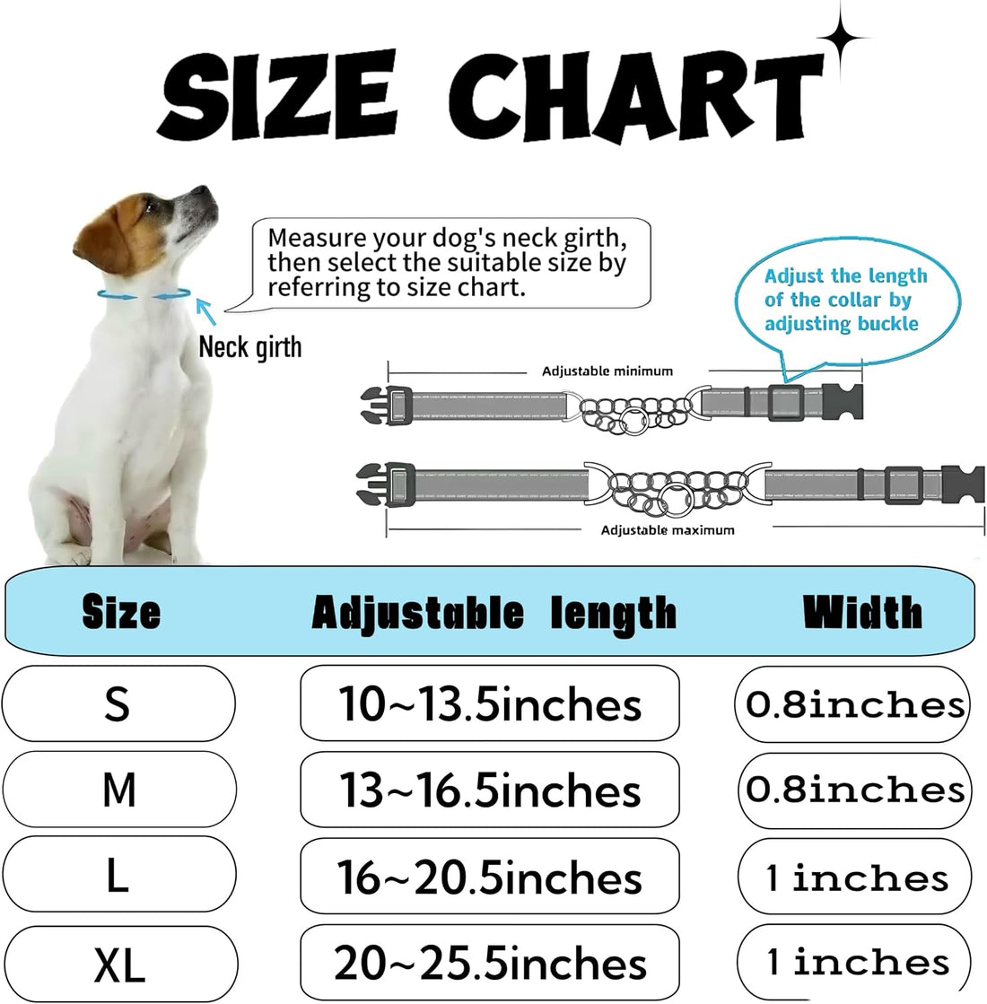 Martingale Dog Collar with Chain, Reflective Nylon Adjustable Collar