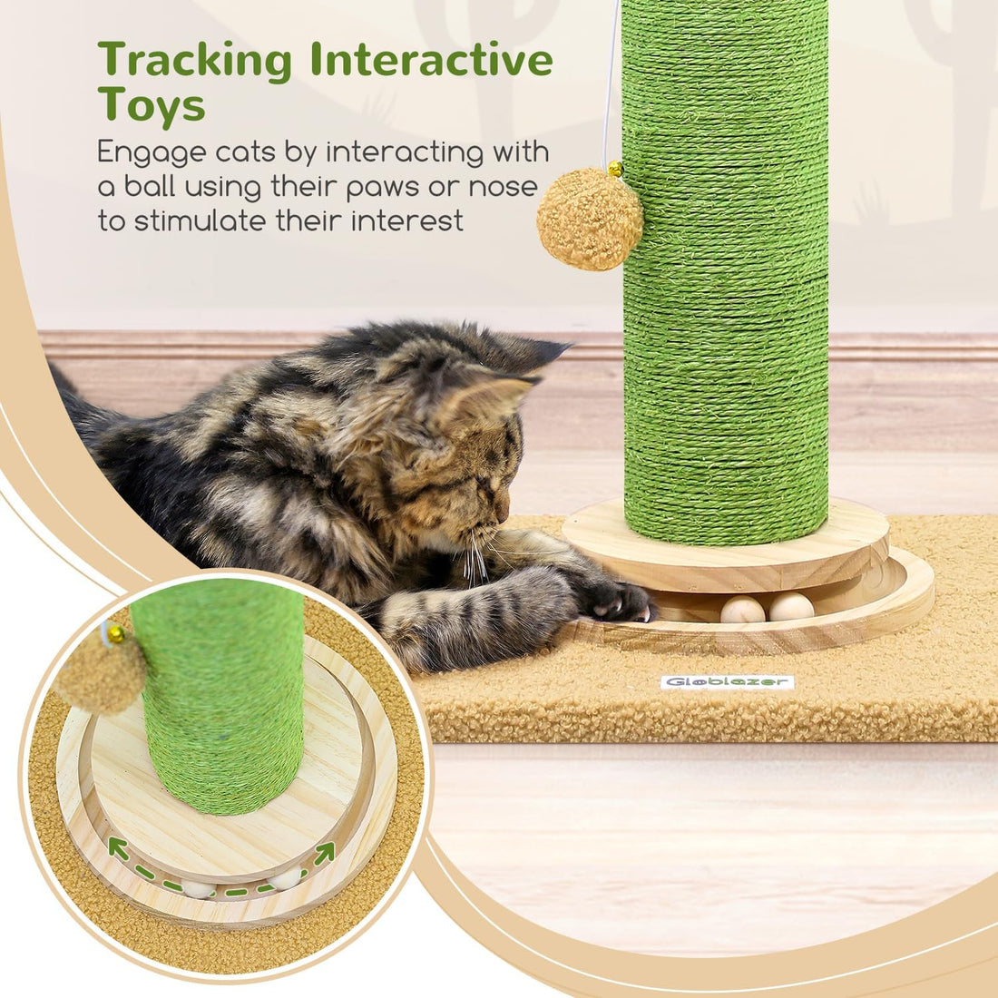 Globlazer Extra Thick Cactus Scratching Posts for Indoor Large Cats