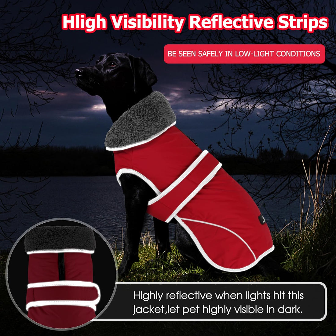 Dogcheer Dog Winter Coat, Waterproof Dog Jacket with Zipper Leash