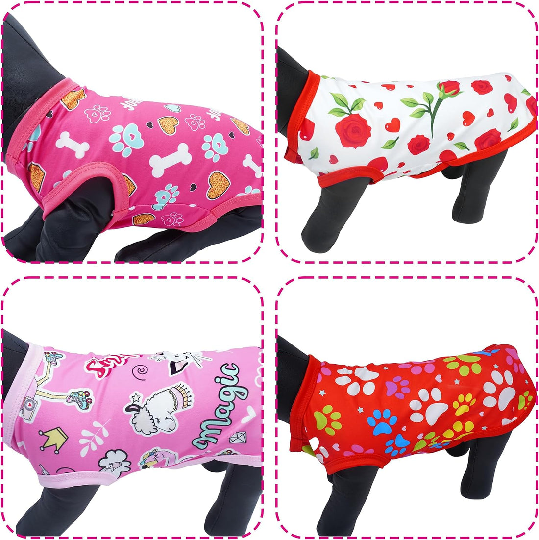 JpGdn 8PCS/Pack Dog Shirts Pink for Small Dog Girl Female Sleeveless