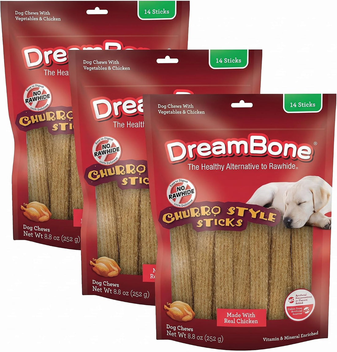 DreamBone Churro-Style Sticks Rawhide-Free Dog Treats, 14 Count