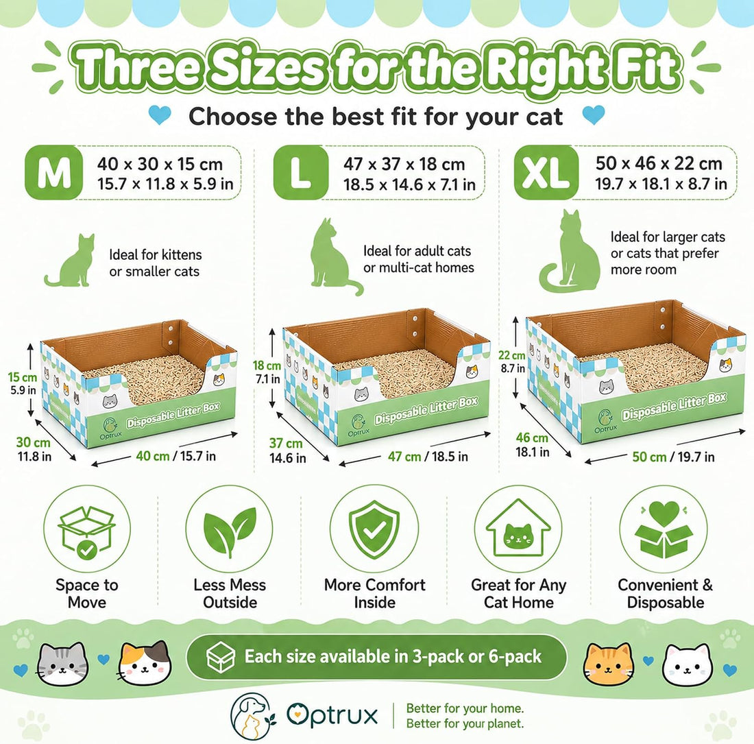 6-Pack Disposable Litter Box with Waterproof Coating, Medium