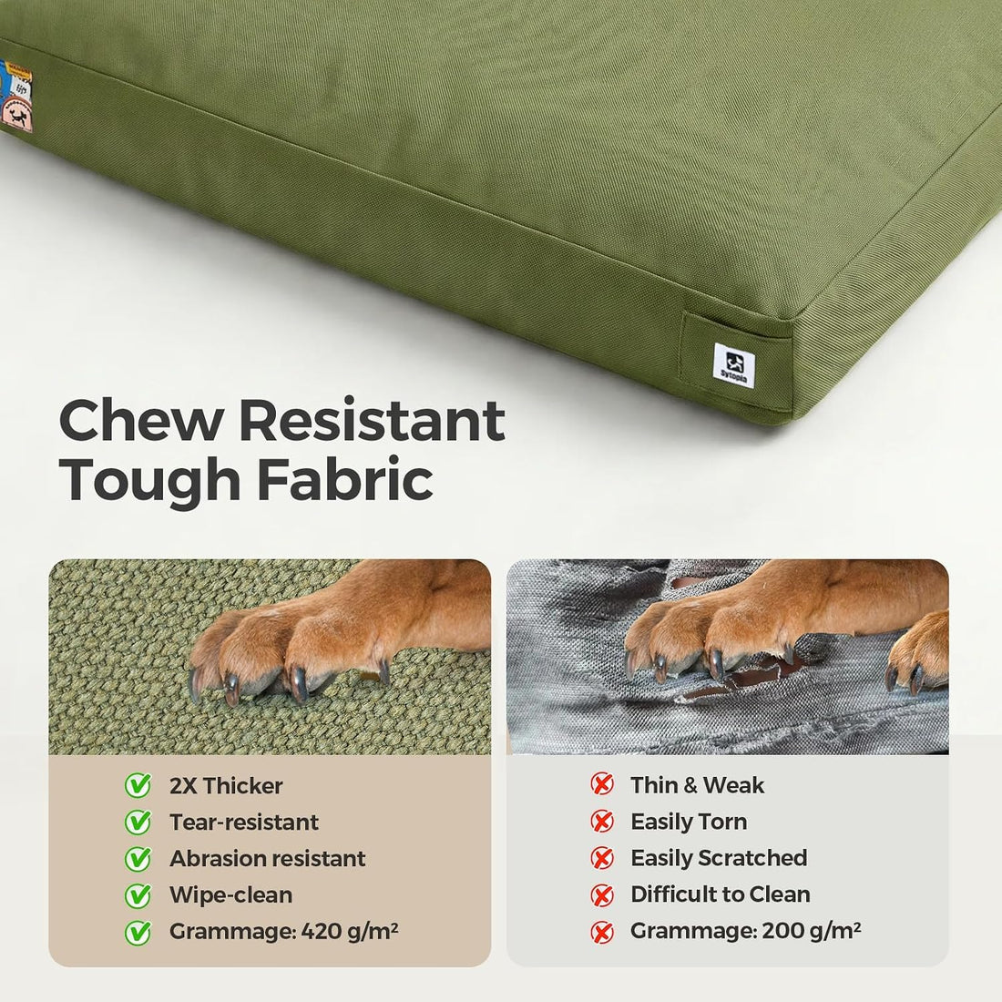 Sytopia42 Inch Indestructible Dog Bed for Aggressive Chewers