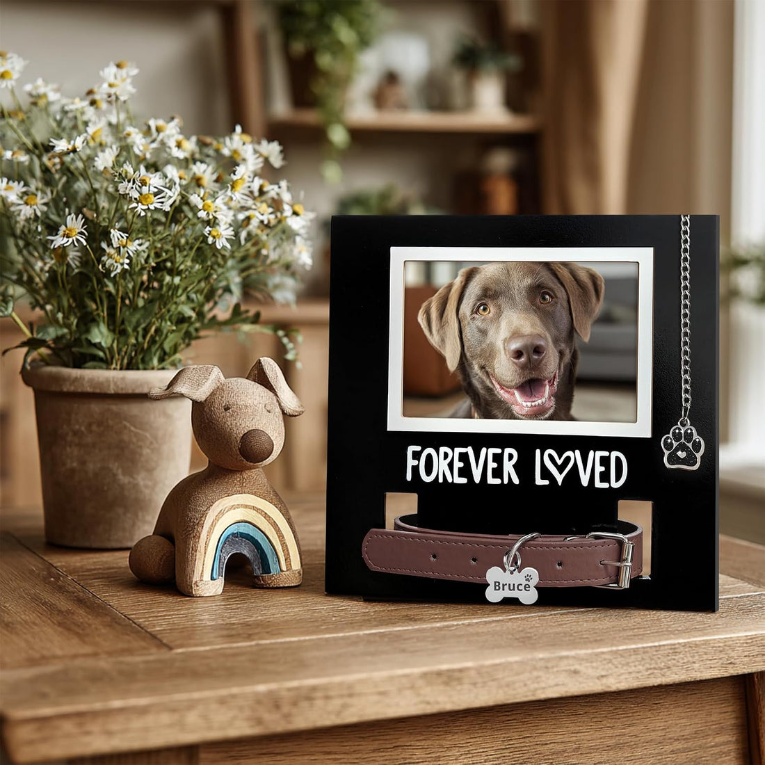 MYPAWLETS Dog/Cat Collar Memorial Frame with Paw Print Charm,Pet Loss