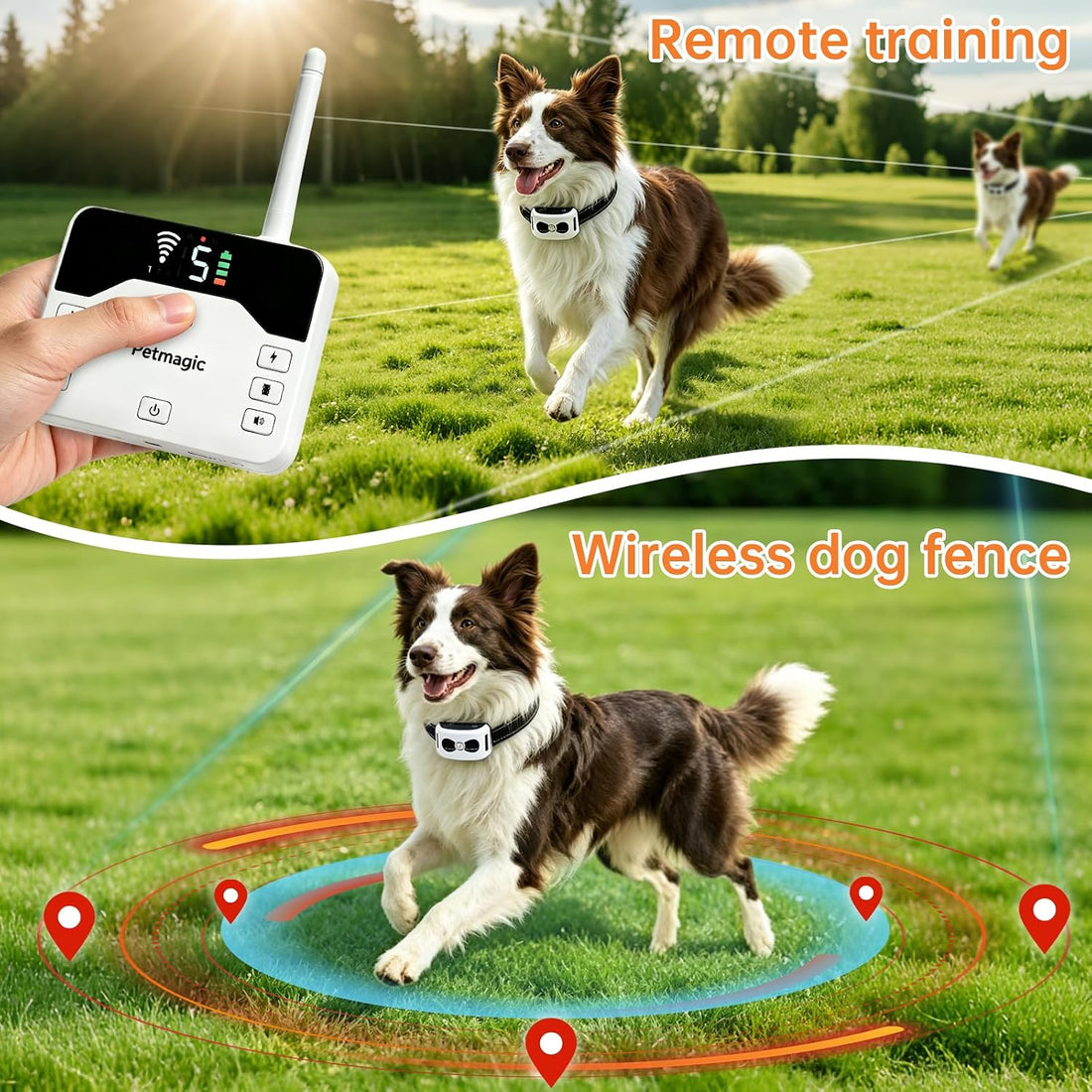 2-in-1 Wireless Dog Fence and Shock Collar for Large Dogs