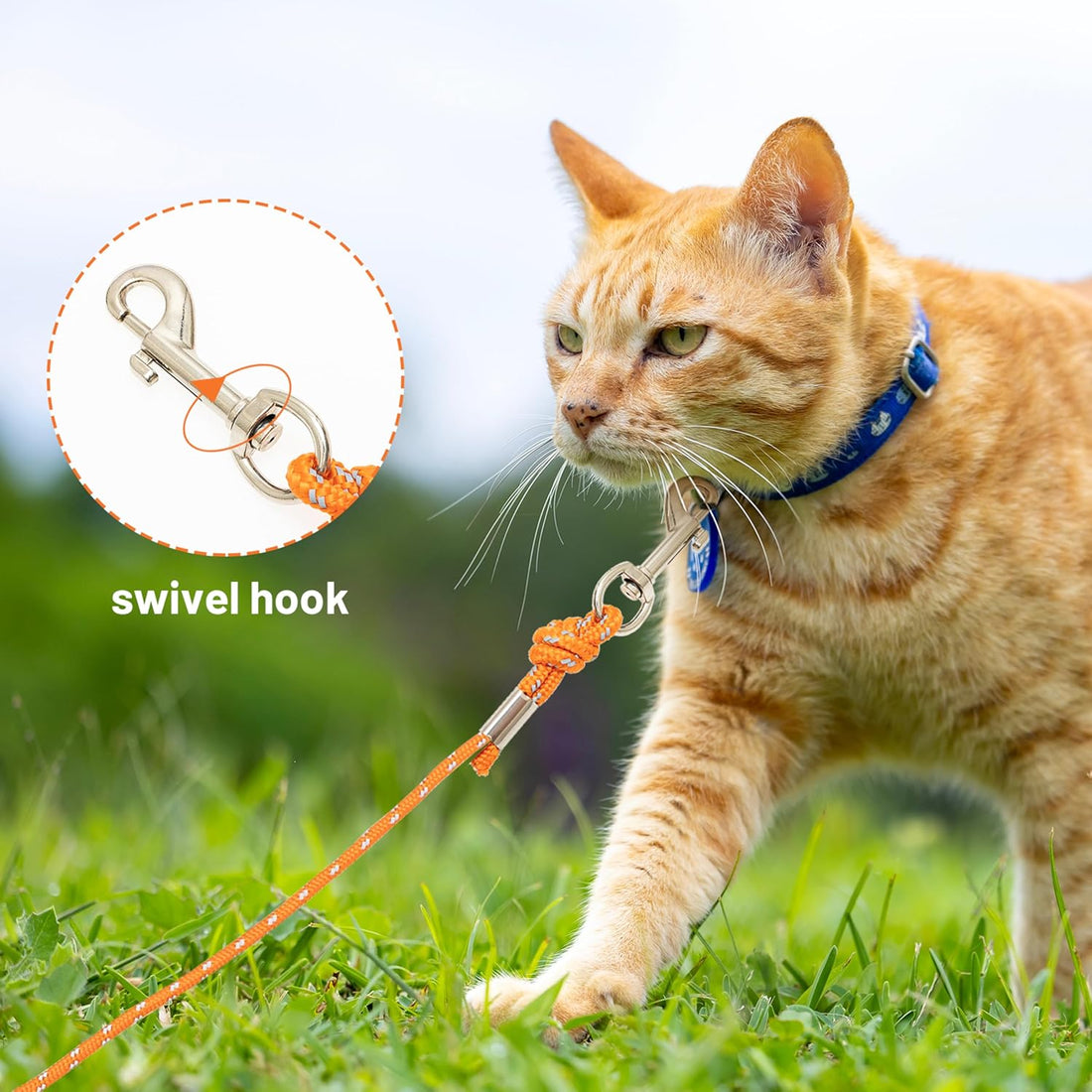 Cat Leash, 15 ft & 30 ft Reflective Long Pet Leash for Outdoor Use