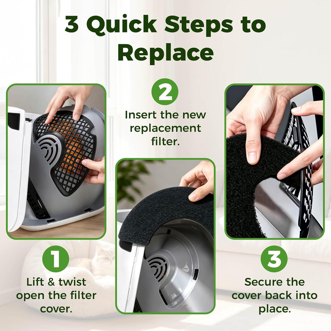 Carbon Filters Compatible with Litter-Robot 4, 8-Pack, 0.5-Inch Thick