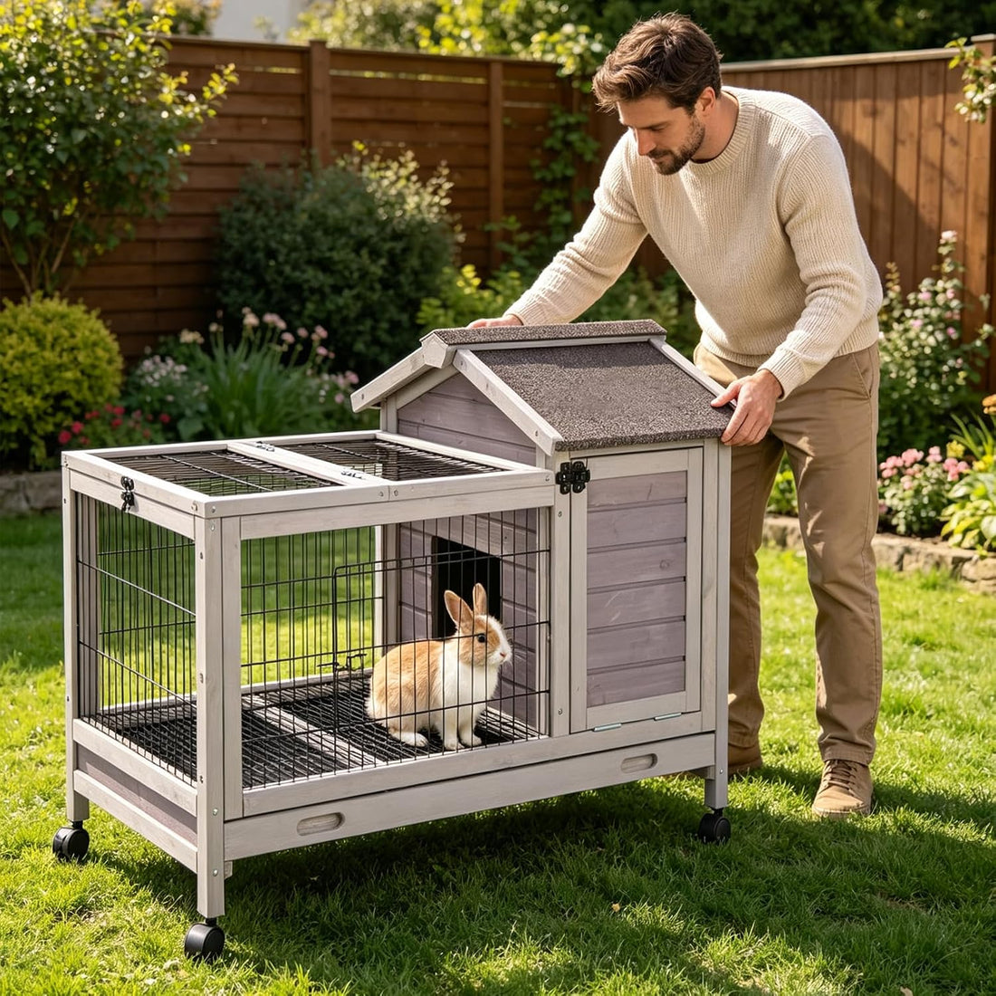 Aivituvin Rabbit Cage Indoor for 1-2 Bunnies