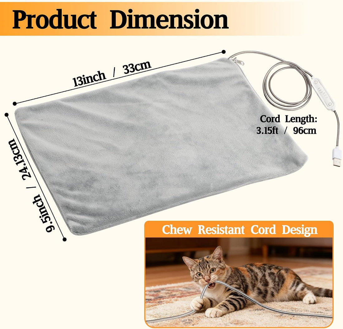 Texsens USB Powered Heated Pet Pad for Cats & Dogs, Portable Warmer