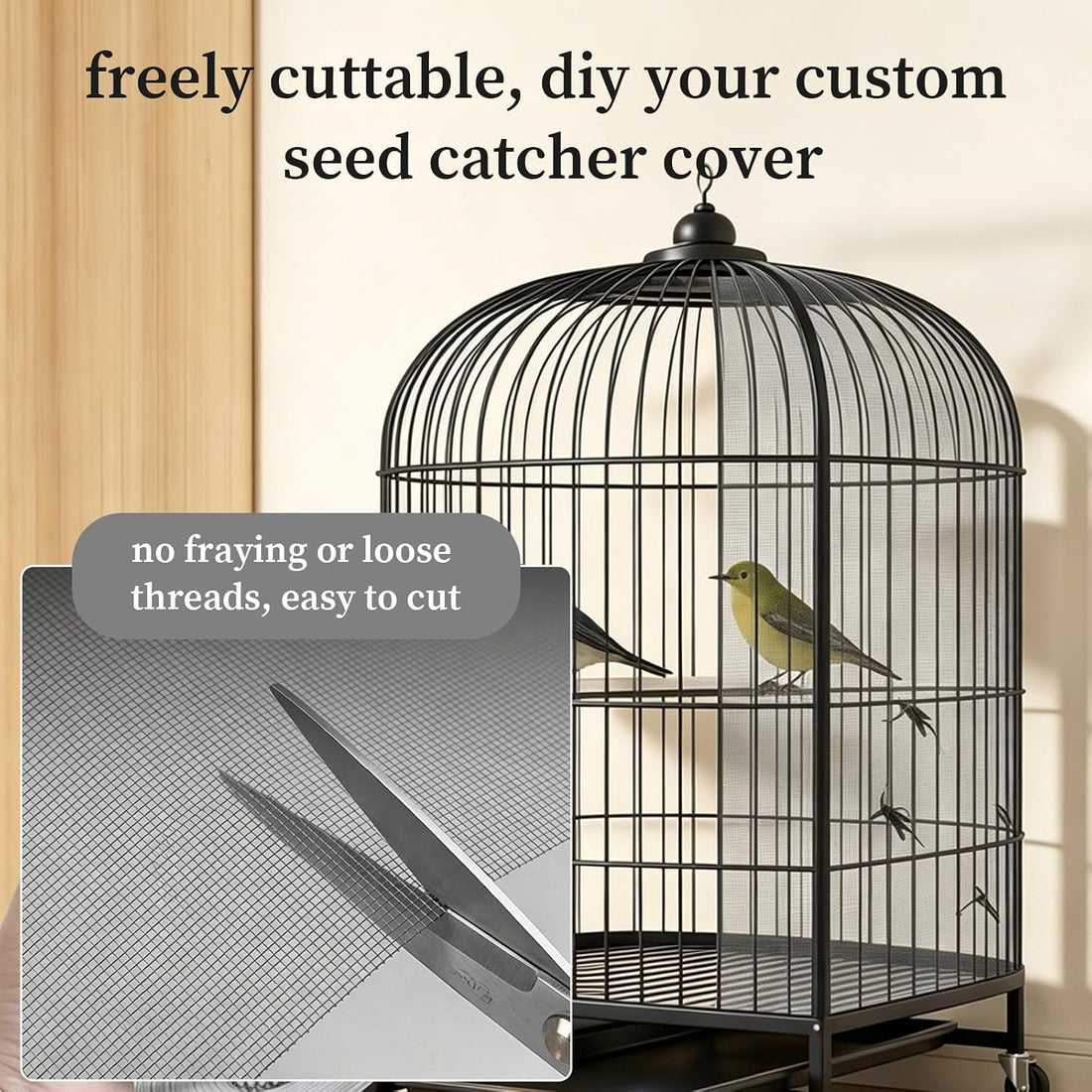 Bird Cage Seed Catcher, Breathable Cuttable Bird Cage Net Mesh