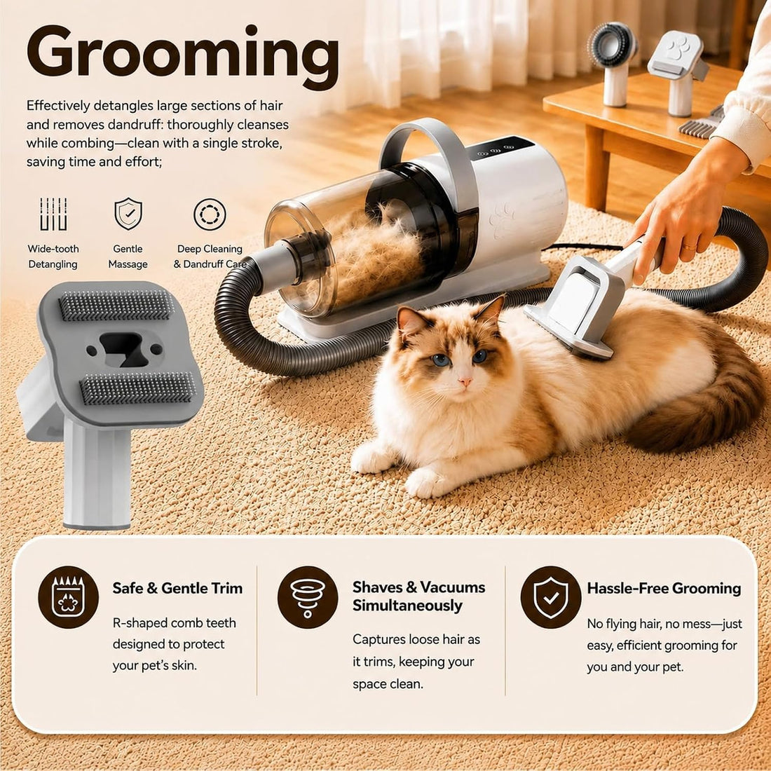 Dog Grooming Vacuum, Pet Grooming Kit with Vacuum, Hair Clipper