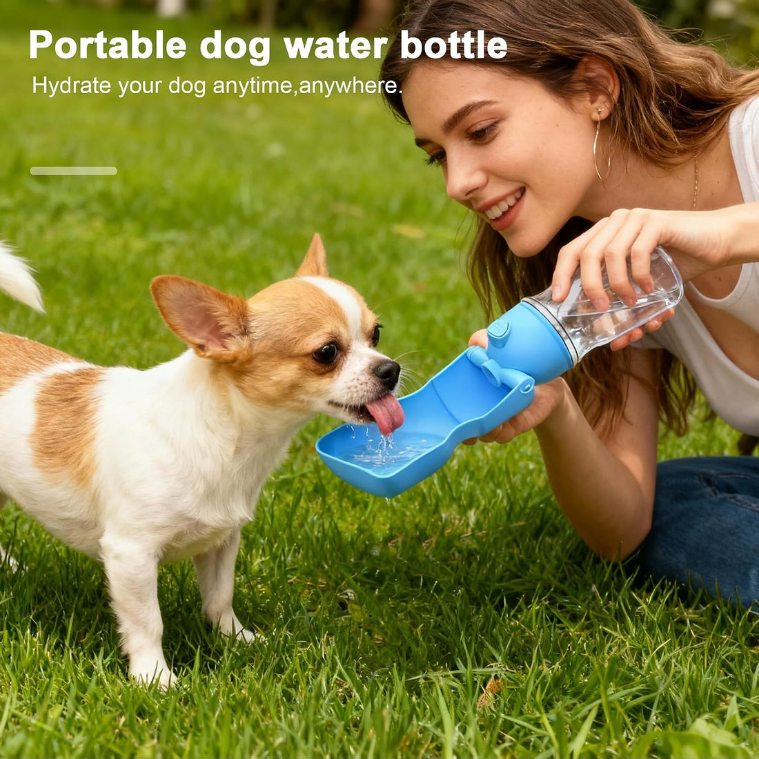 Dog Water Bottle, Portable Leak-Proof Water Dispenser with Drinking