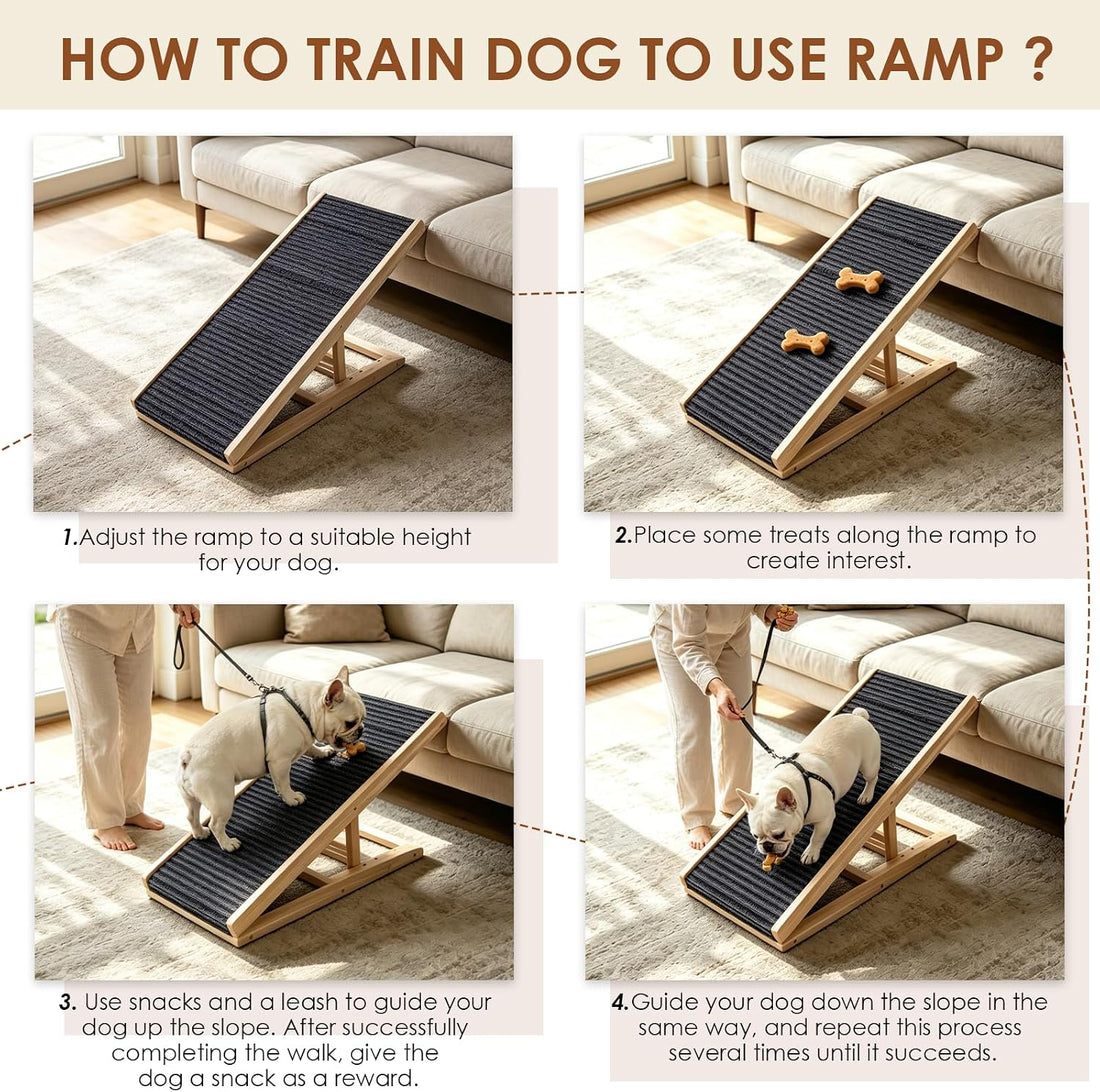 Dog Ramp for Bed Sofa 3 Adjustable Heights with Nail Scratch Board