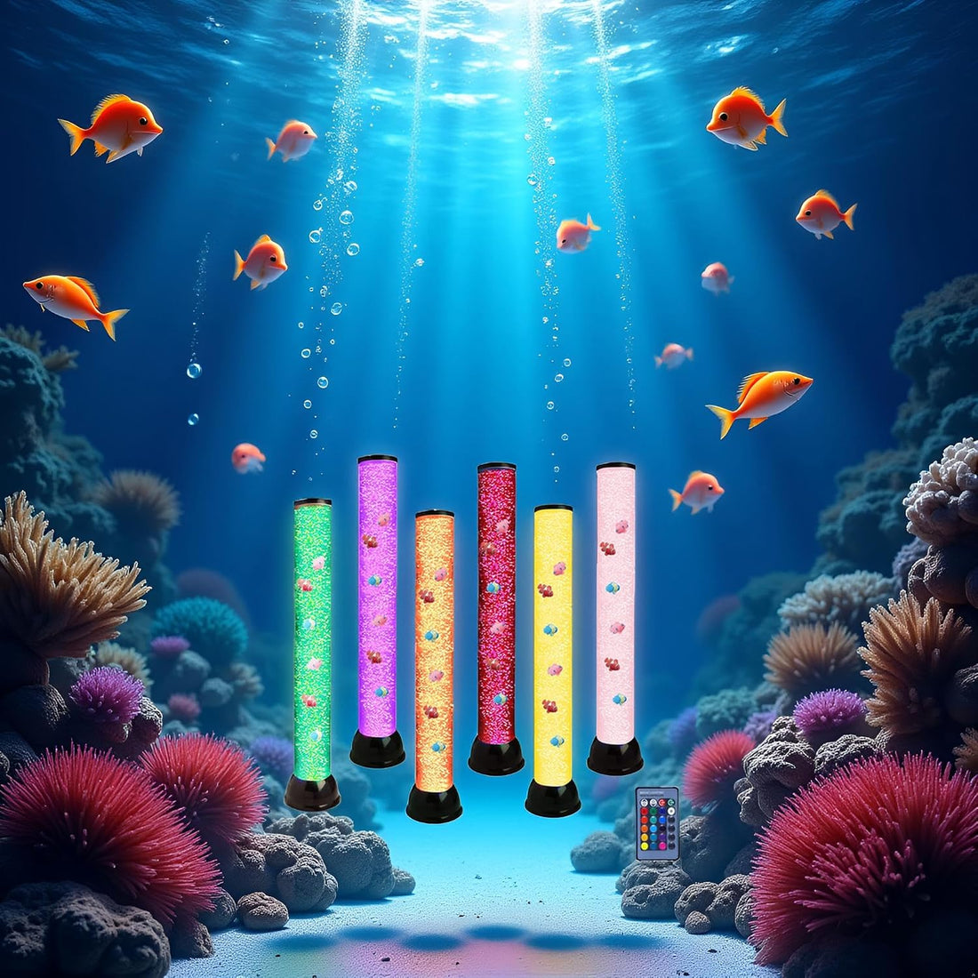 Lightahead Extra Large 32" LED Sensory Bubble Fake Fish Tube Aquarium