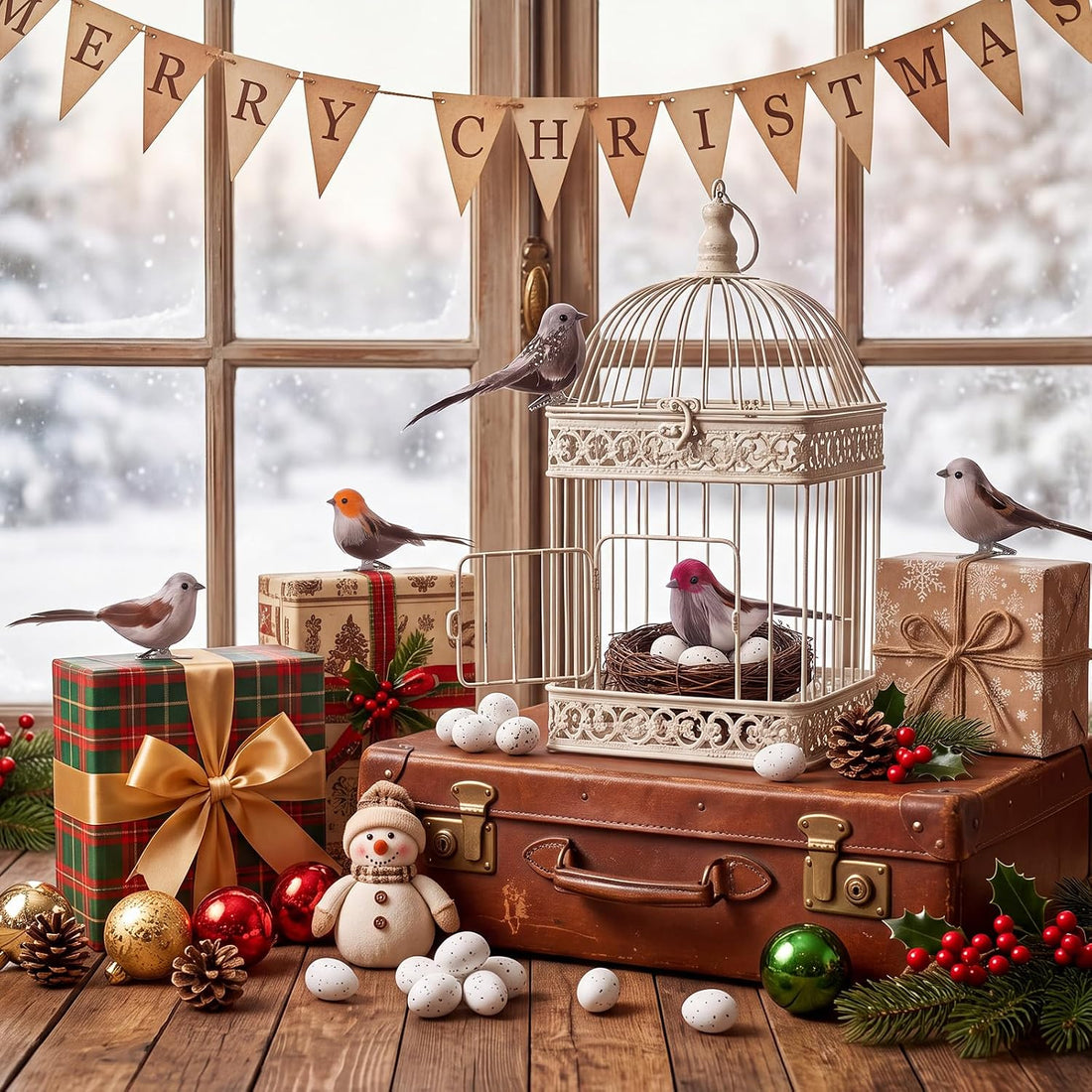 20 Pcs Artificial Birds with Nest and Egg Kit