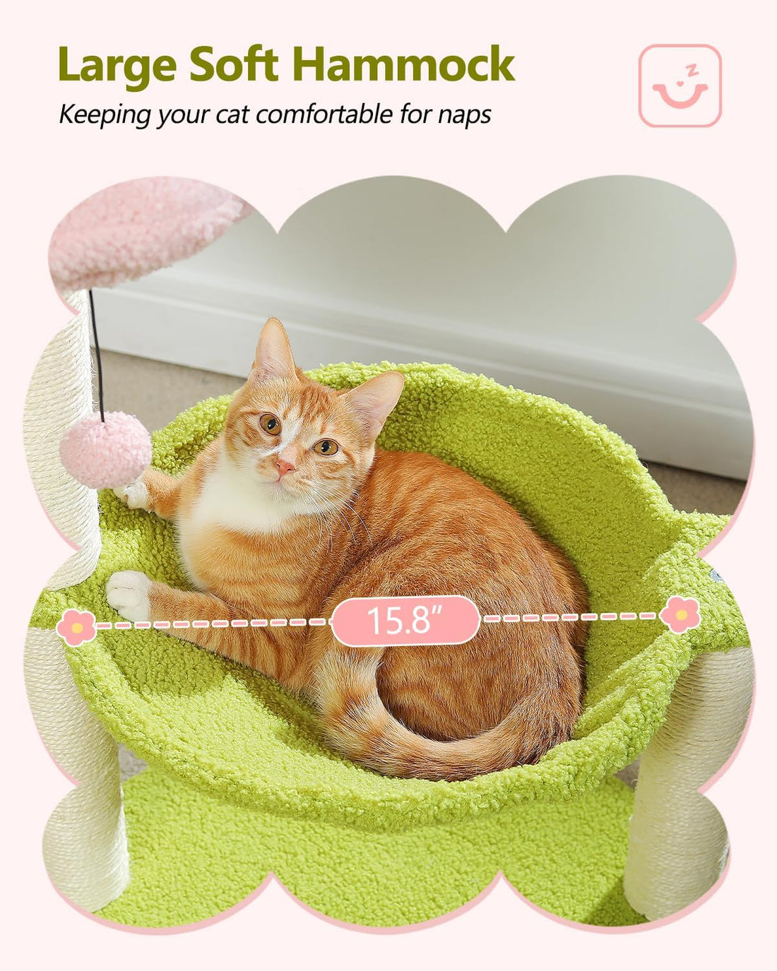 MUTTROS 28" Flower Cat Tree with Hammock & Sisal Post for Kittens