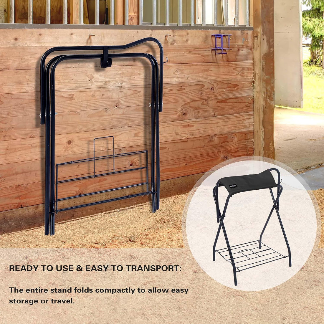 Harrison Howard Freestanding Horse Saddle Rack, w/Supportive Fabric