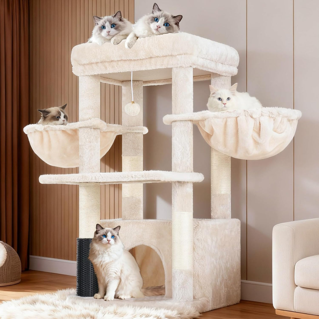 Hey-brother Cat Tree Tower with Large Platform, Spacious Condo