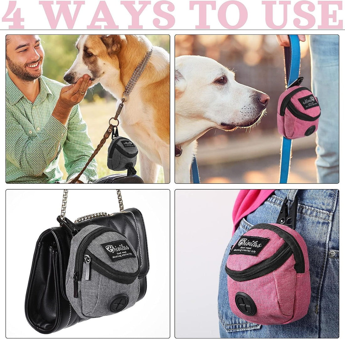 Talltalk 2 Pieces Dog Treat Pouch Pet Dog Poop Holder, Pink,Grey