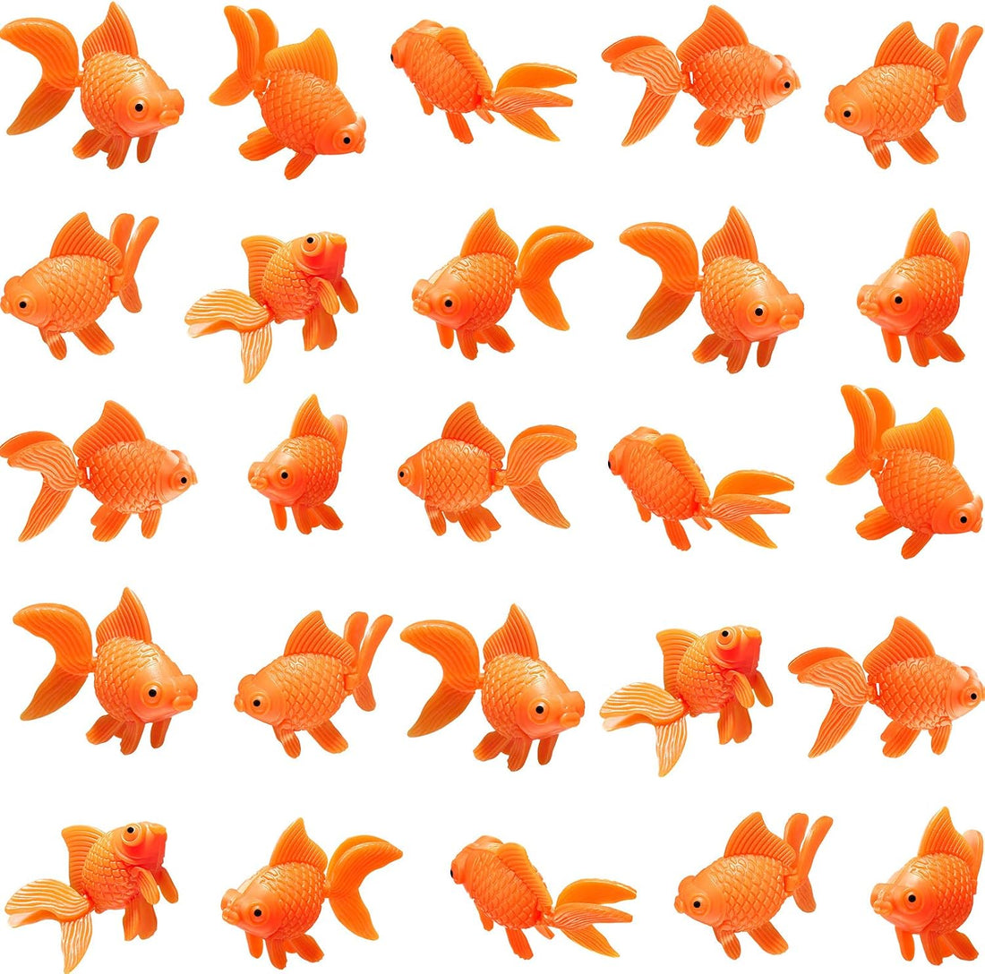 Sumind 30 Pcs Fake Goldfish Plastic Floating Artificial Goldfish