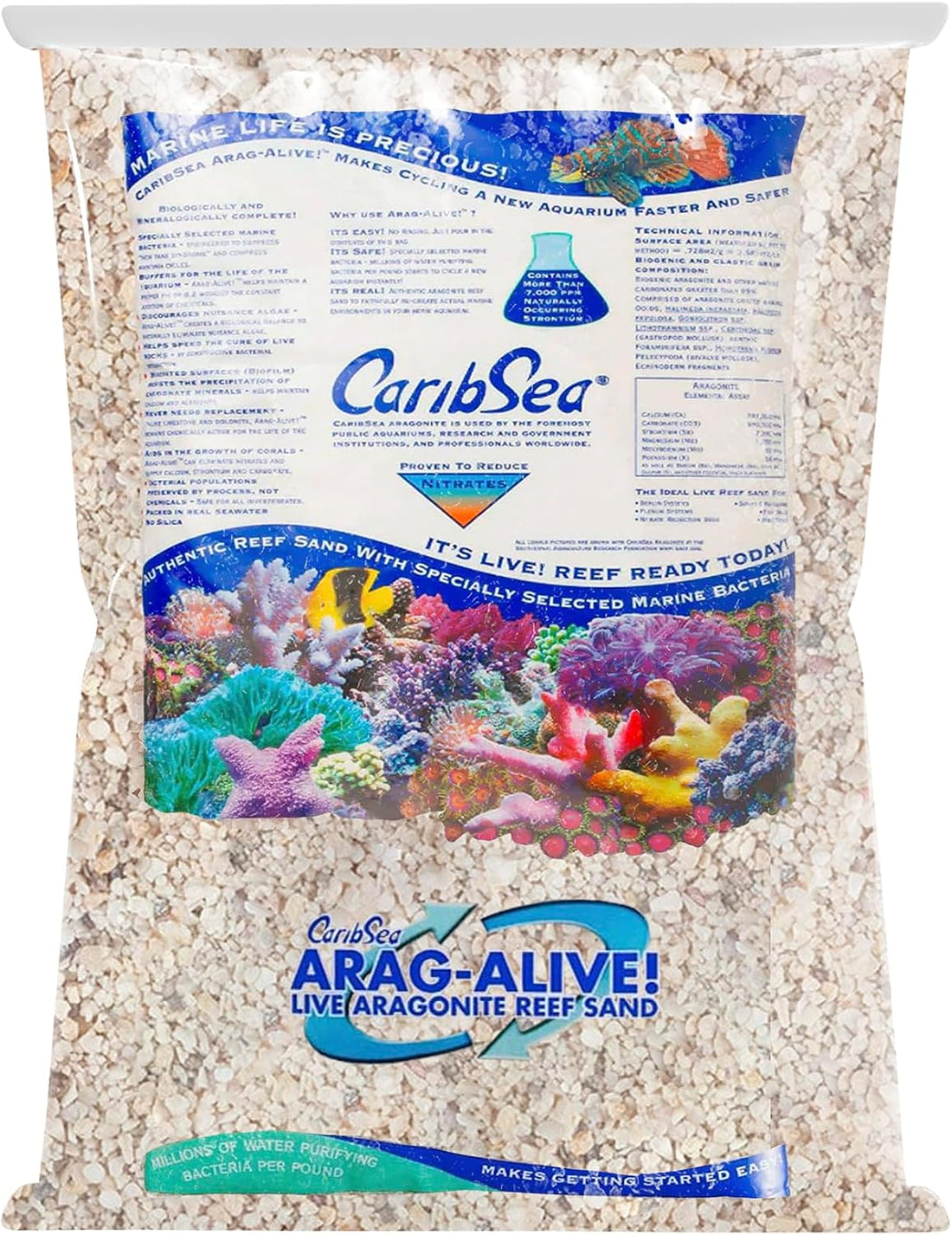 Carib Sea Arag-Alive Substrate Special Grade Reef Sand, 10 lb.