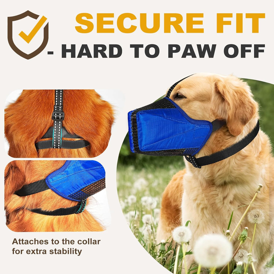 Dog Muzzle, Adjustable Soft Mesh Muzzle Anti-Biting, Chewing