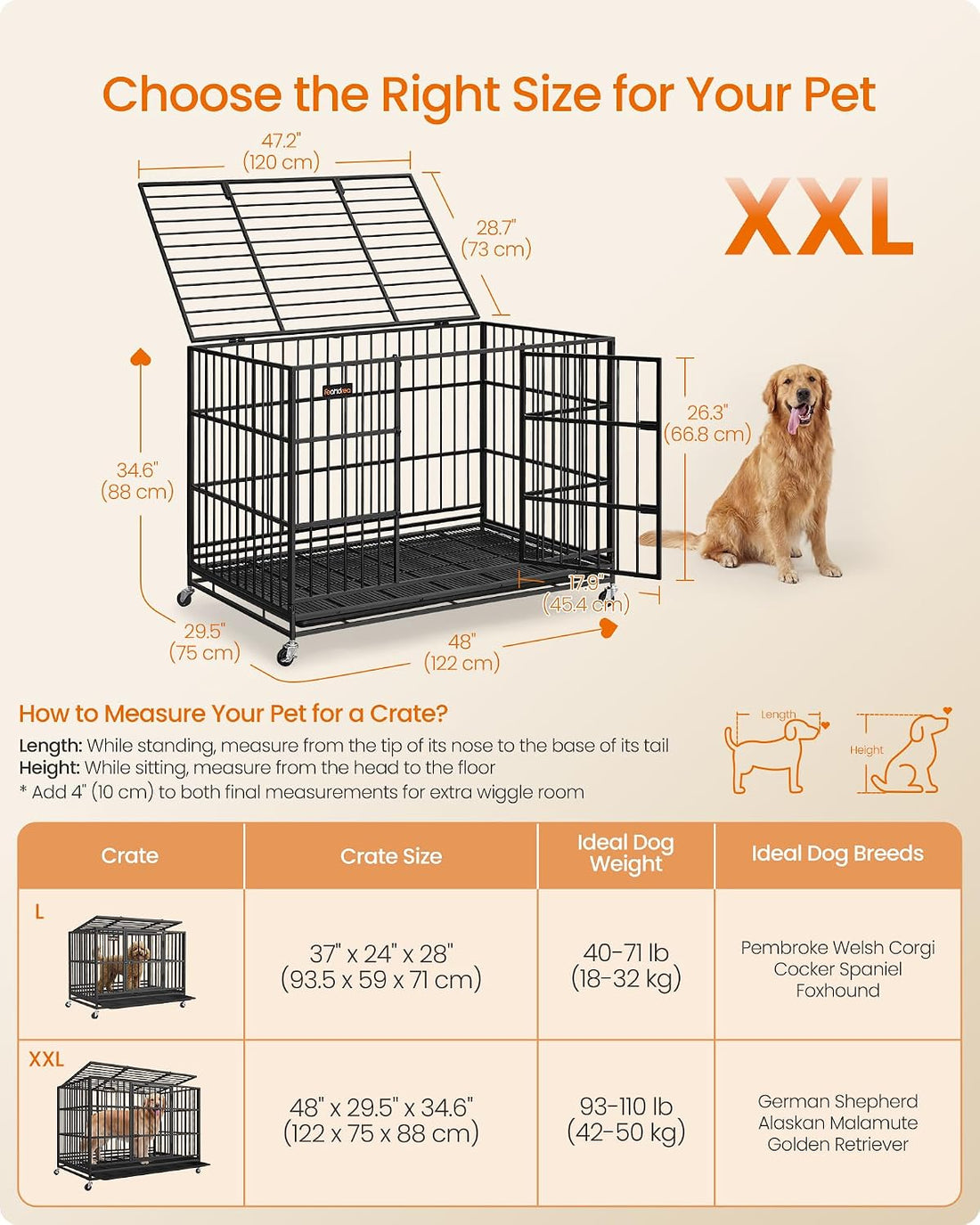 Feandrea Heavy-Duty Foldable Dog Crate, 5-Minute Quick Setup