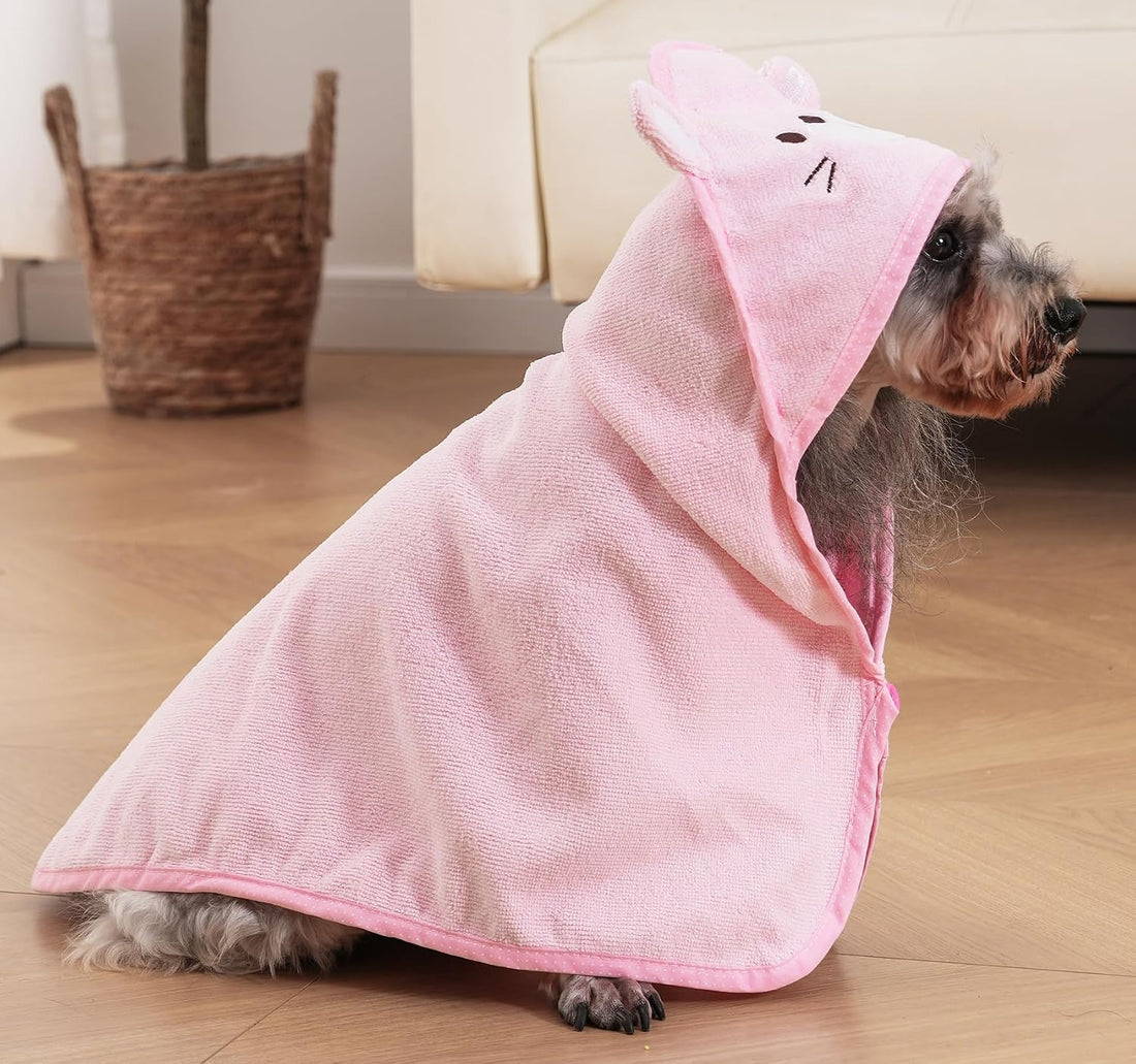 Dog Hooded Bathrobe Towel Fast Drying Absorbent Bath Warm Blanket
