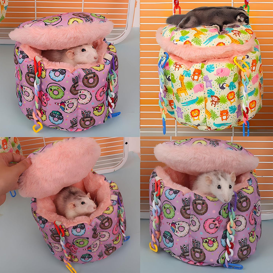 Rat Hammock for Cage, Warm Sleeping Nest Bed with Privacy Cover