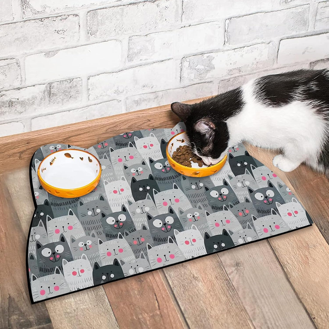 Cat Food Mats for Floor, Dog Pet Water Bowl Feeding Placemats