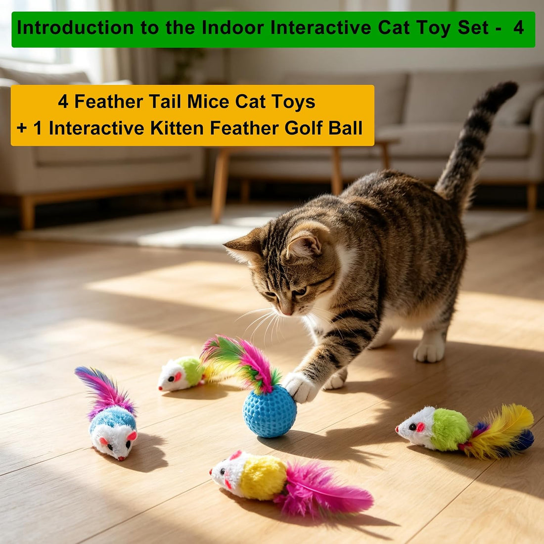 52 Pack Interactive Cat Toys Variety Set for Indoor Cats