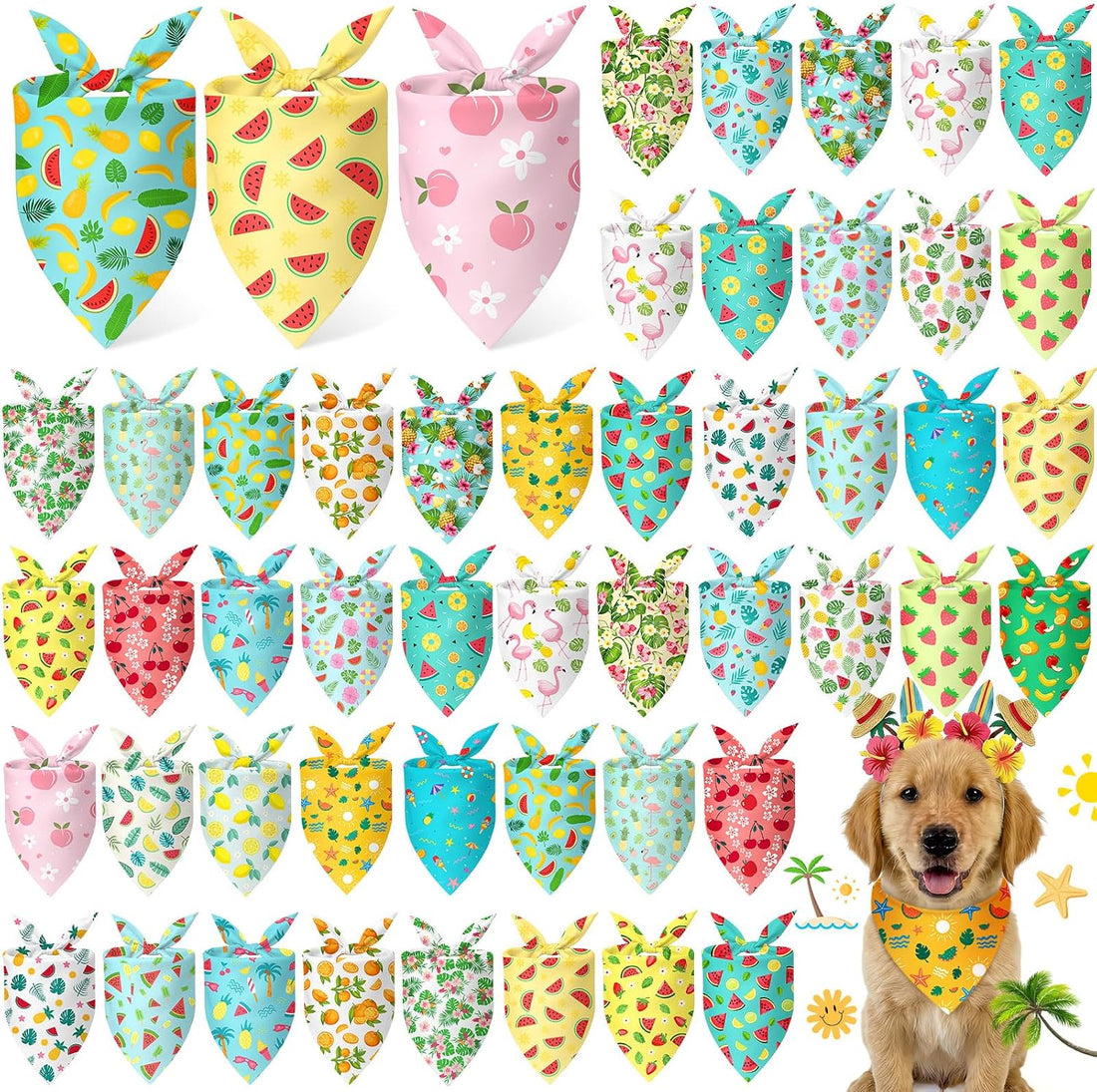 Abbylike 50 Pcs Halloween Dog Bandanas Bulk, Pumpkin Ghost Bat Skull