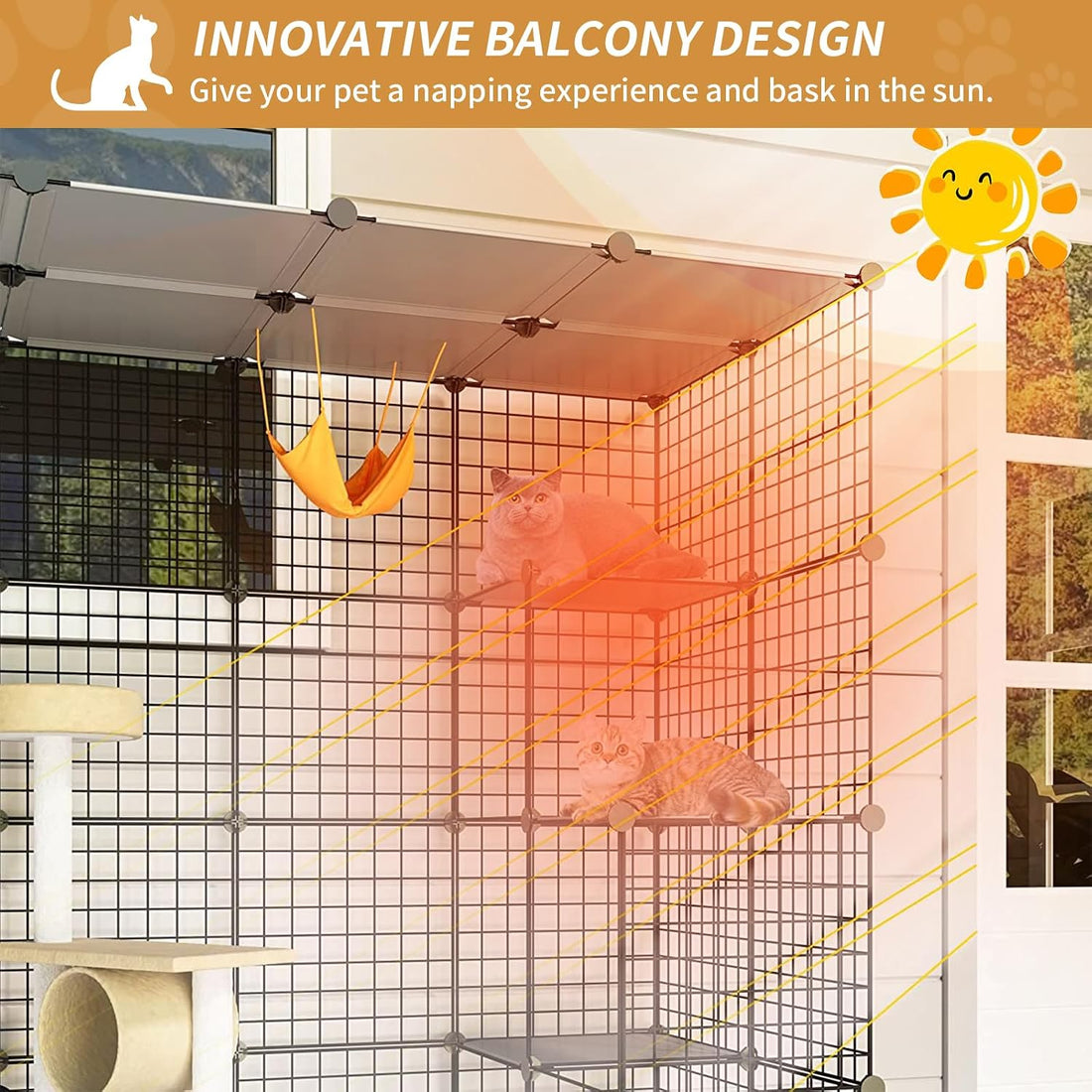 Oneluck 41 Inch Catio Outdoor Cat Enclosure with Super Large Enter