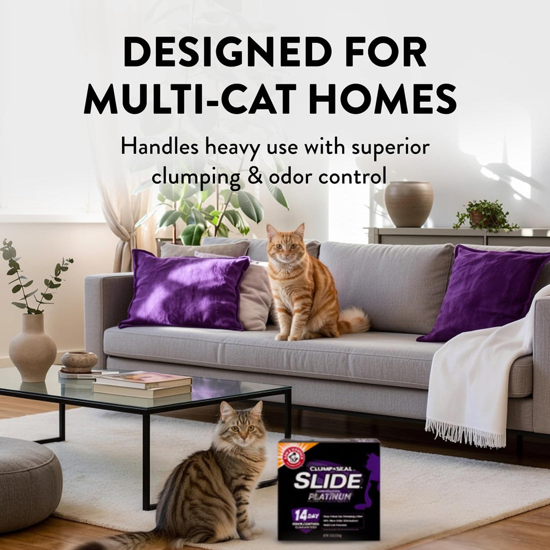 ARM & HAMMER Clump & Seal SLIDE Platinum Multi-Cat Clumping Cat Litter