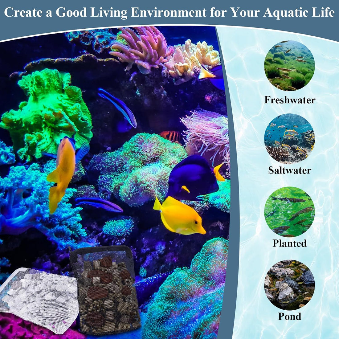 16 PCS Aquarium Filter Media Bags for Activated Carbon and Ceramic