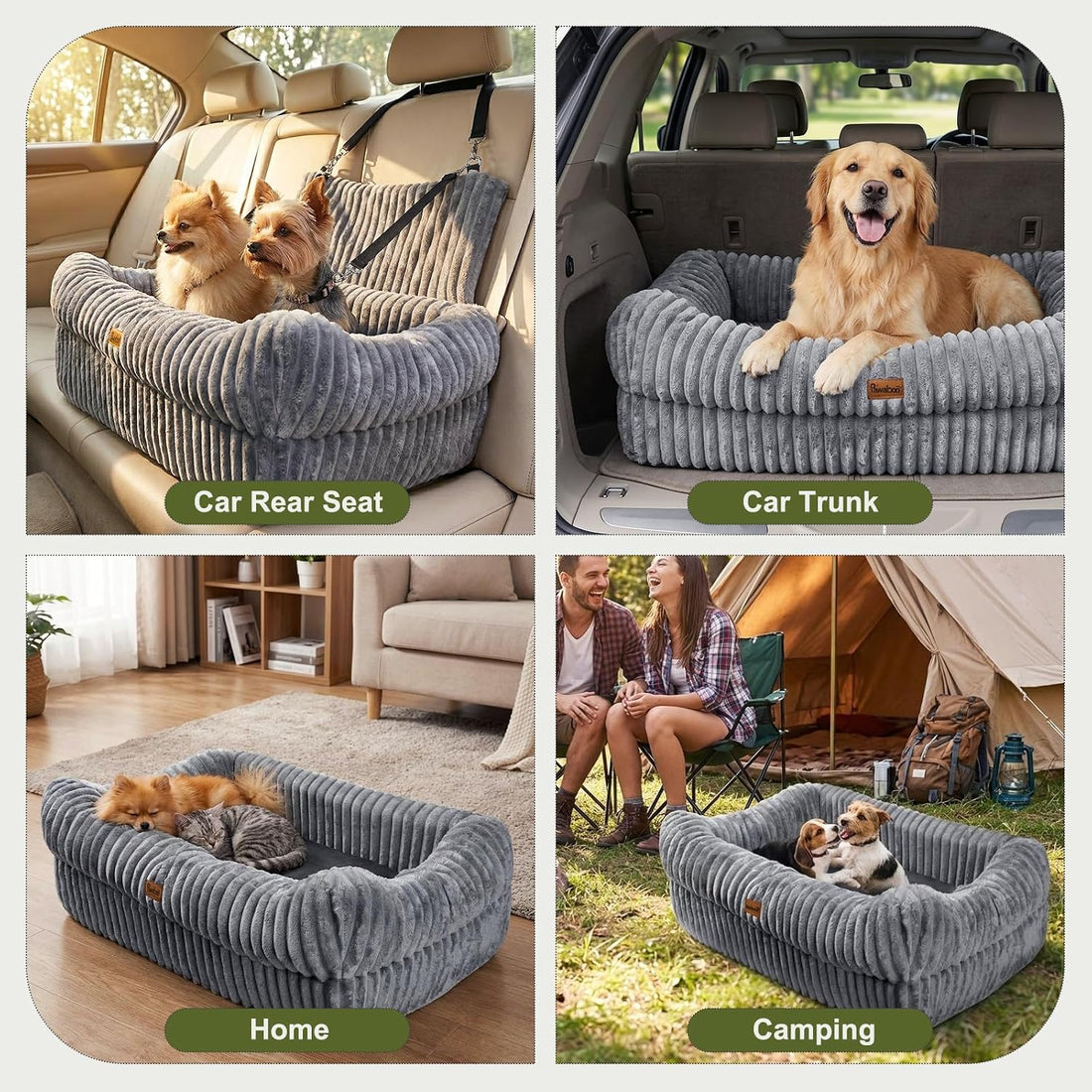 Pawaboo Dog Car Seat Bed, Memory Foam Booster for Medium/Large Dogs