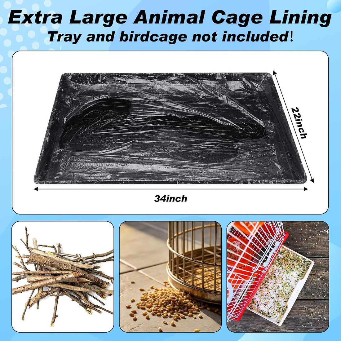Tosstuki 100 Pcs Large Disposable Bird Cage Liners Bulk 34'' x 22''
