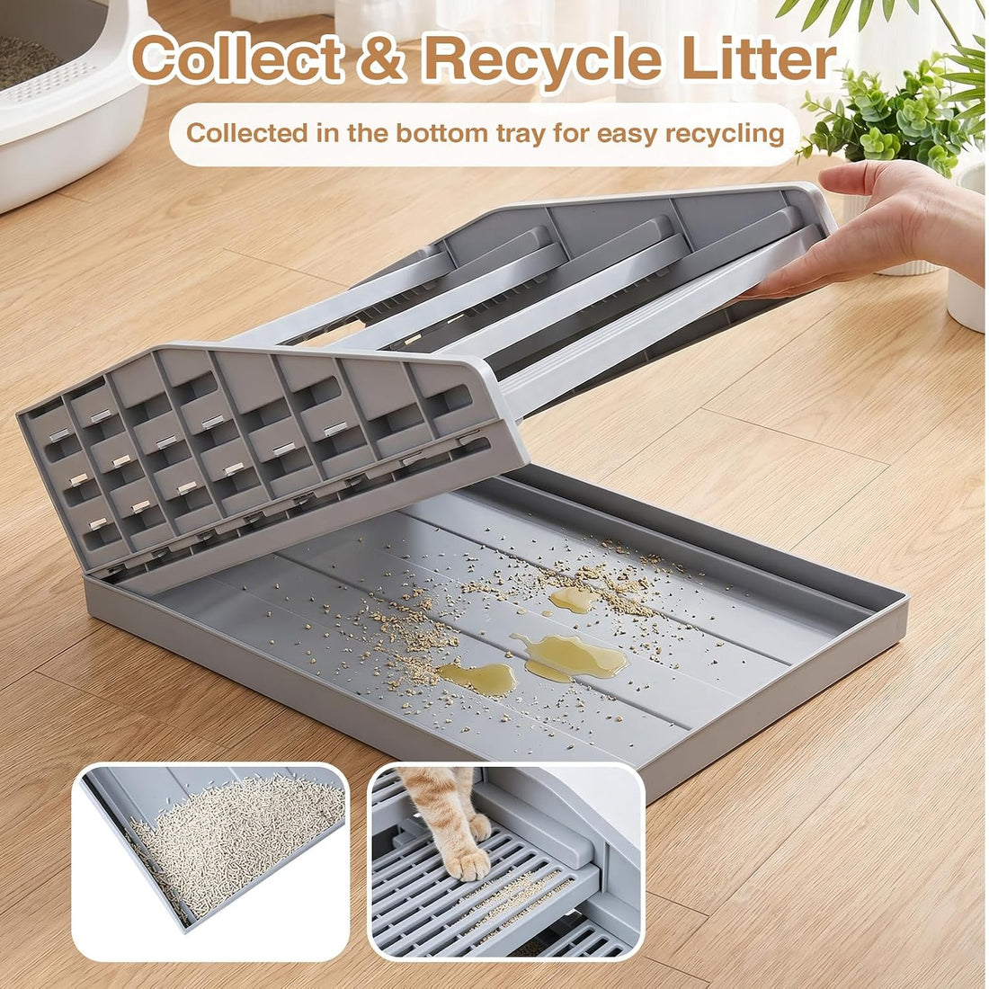 Adjustable Litter Box Step, Elevated Cat Ramp/Stairs with Filter