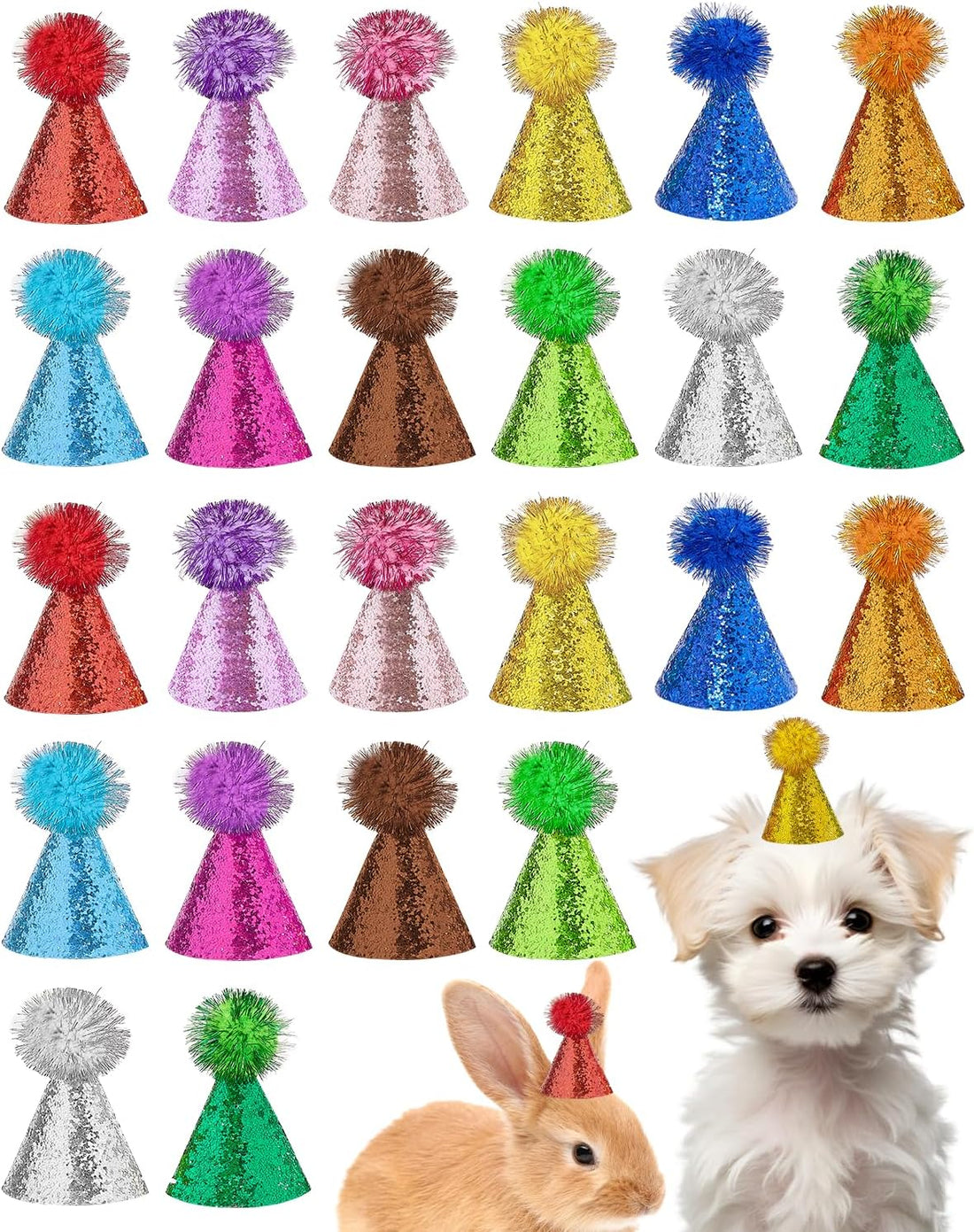 PET SHOW 24 Pack Mini Party Hats for Small Dogs Stuffed Animals