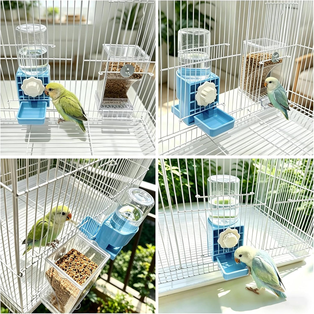 Lemtrflo No Mess Bird Cage Feeder, Automatic Bird Water Dispenser