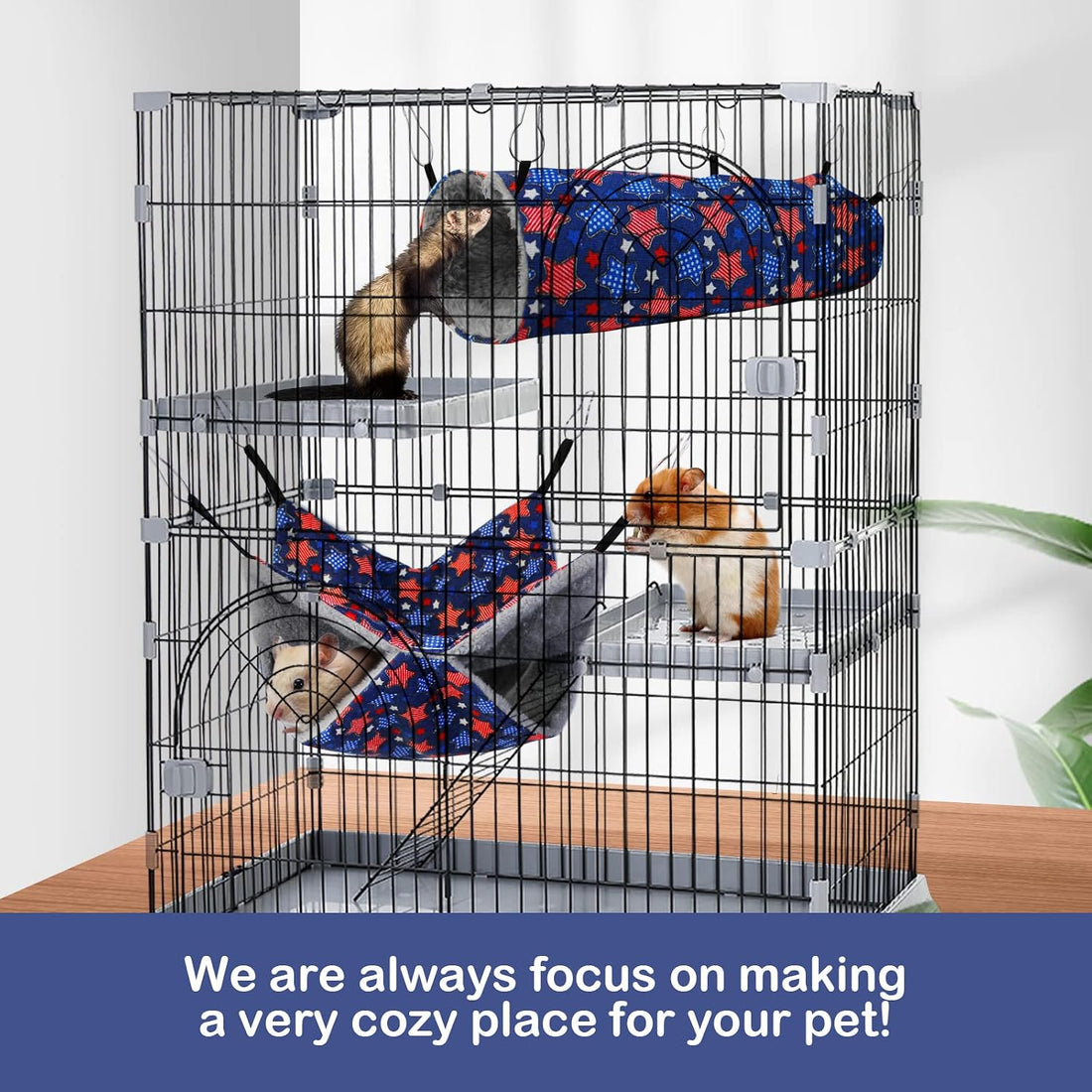petonfun Ferret Rat Hammock Tunnel for Cage Guinea Pig Hideout Toy Bed