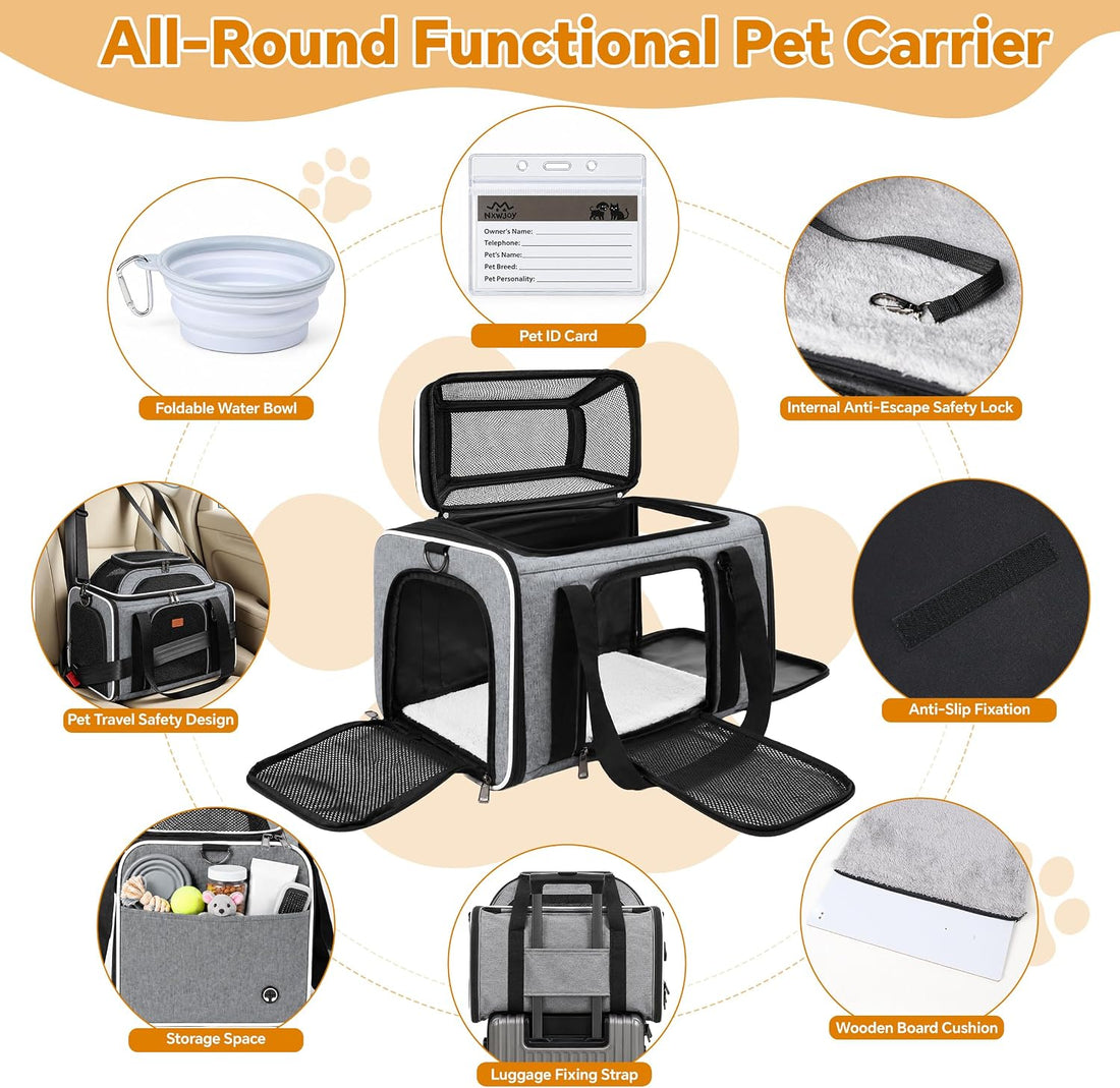 Expandable Top Pet Carrier 18x11x11 Inches, for Cats & Small Dogs